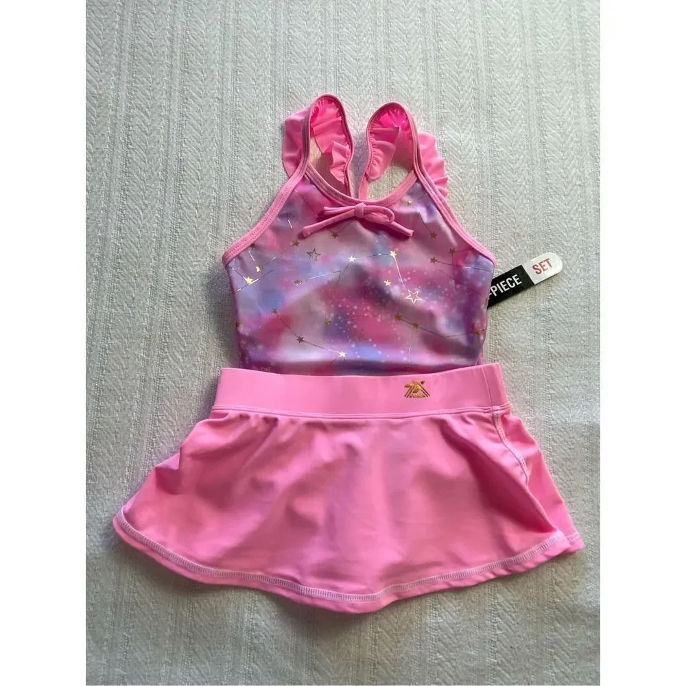 ZEROEXPOSUR Girls Size 4 Shooting Star 1-Piece, Cover-Up Skirt & Goggles Swimsui